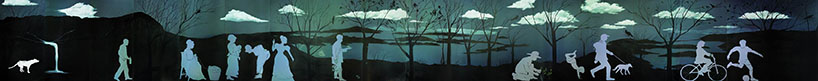 Terre Ambulare, acrylic paint on wood panels, 2.4 x 22.8 meters